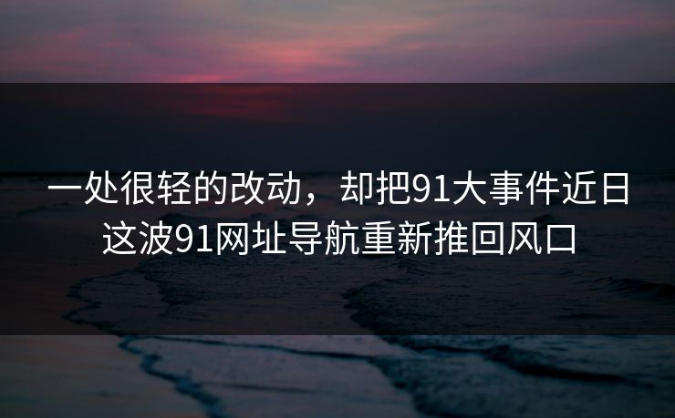一处很轻的改动，却把91大事件近日这波91网址导航重新推回风口