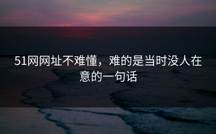 51网网址不难懂，难的是当时没人在意的一句话