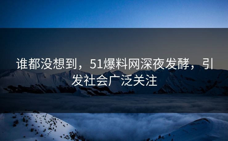 谁都没想到，51爆料网深夜发酵，引发社会广泛关注