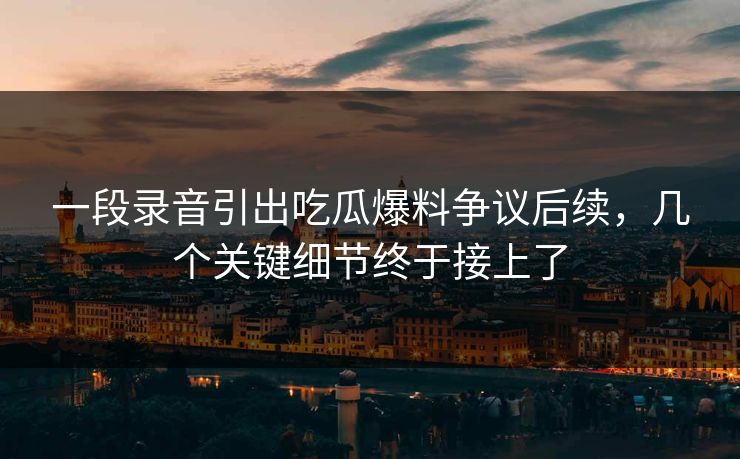 一段录音引出吃瓜爆料争议后续，几个关键细节终于接上了