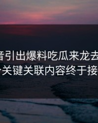一段录音引出爆料吃瓜来龙去脉后续，几个关键关联内容终于接上了