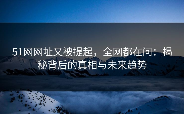 51网网址又被提起，全网都在问：揭秘背后的真相与未来趋势