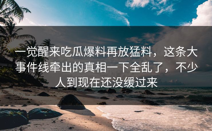 一觉醒来吃瓜爆料再放猛料，这条大事件线牵出的真相一下全乱了，不少人到现在还没缓过来