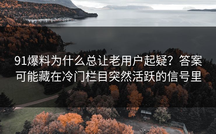 91爆料为什么总让老用户起疑？答案可能藏在冷门栏目突然活跃的信号里